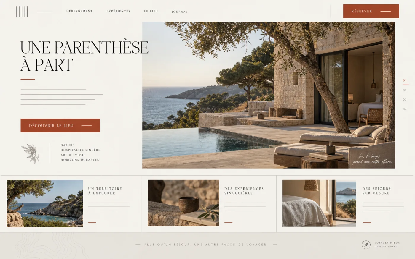 Interface éditoriale d’un site hôtelier haut de gamme